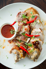 Baked meat: chicken, pork, beef, lamb. Proper diet