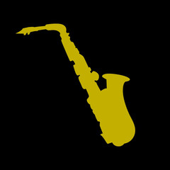 golden saxophone with notes