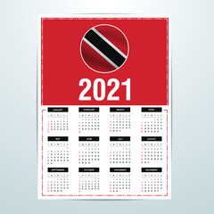 Trinidad and Tobago Calendar 2021- Country Flag Banner - Happy New Year Design