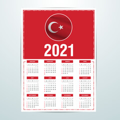 Turkey Calendar 2021- Country Flag Banner - Happy New Year