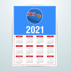 Turks and Caicos Calendar 2021 - Flag Banner - Happy New Year