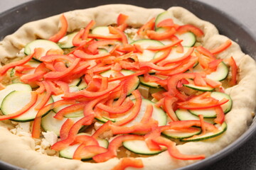 vegetarian pizza with peppers and zucchini