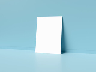 Vertical Poster or Business Card Mockup on Minimalist Modern Background. 3D render.