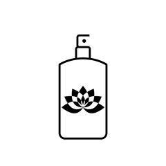 Perfume with lotus flower icon isolated on white background