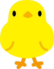 丸みを帯びたシルエットひよこ正面(線なし)