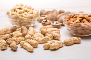 Mixed nuts: peanuts, cashews, almonds, walnuts