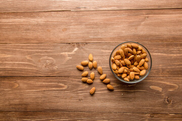 Almonds in a glass Cup on the table