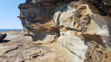 Eroded Cliff Face at Avoca Beach near the Rock Platform New South Wales Australia