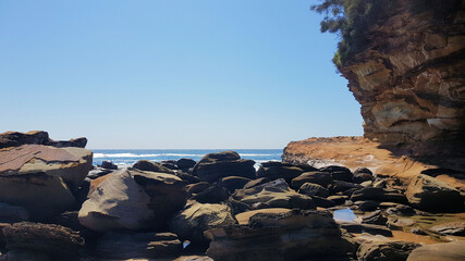 Fototapeta na wymiar Rocks on the Shore at the Rock Platform Avoca New South Wales Australia
