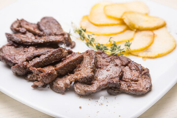 Roasted veal with baked potatoes