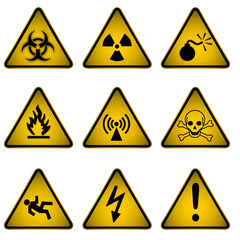 set of warning signs