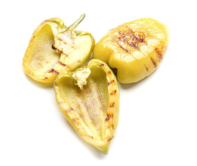 Grilled bell peppers on white background