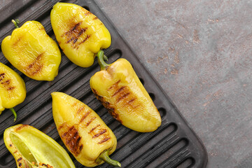 Roasted bell peppers in grill pan
