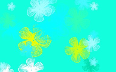 Fototapeta na wymiar Light Blue, Green vector abstract backdrop with flowers.