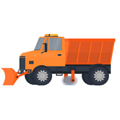Snow plow truck. Special car, vector illustration
