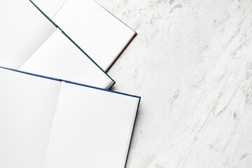 Blank books on white background