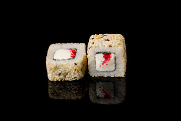 Fresh roll with tuna and cheese. Japanese food