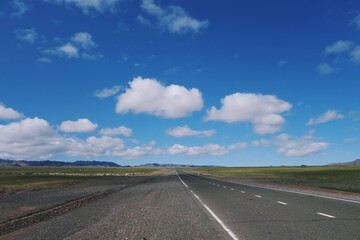 Mongolia scenery with beautiful nature, sky and animals