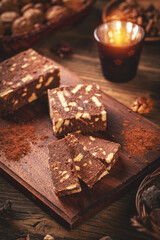 Chocolate salami with biscuits