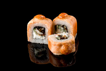 Fresh roll with tuna and cheese. Japanese food