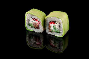 Fresh roll with tuna and cheese. Japanese food