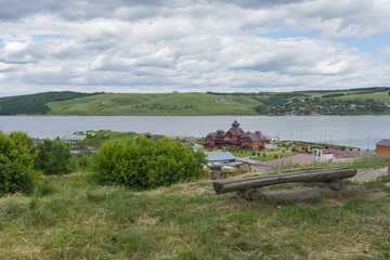 Fototapeta na wymiar Sviyazhsk island view of the river station, photo taken on a sunny summer day