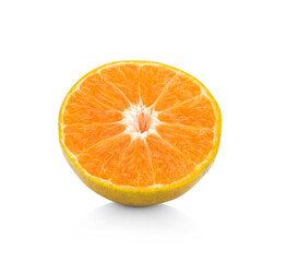 Slice of ripe tangerine isolated on white background
