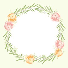 優しいタッチの薔薇と勿忘草とユーカリのフレーム