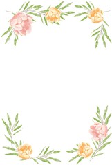 優しいタッチの薔薇とユーカリのフレーム