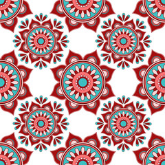 Mandala seamless pattern vector. A symmetrical round redornament.