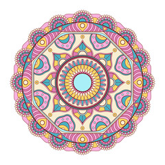 Mandala vector. A symmetrical round color ornament.