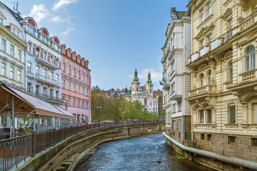 embankment of Tepla river, Karlovy Vary, Czech republic