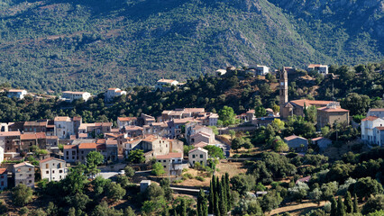 Obraz premium Moltifao village in Upper Corsica mountain