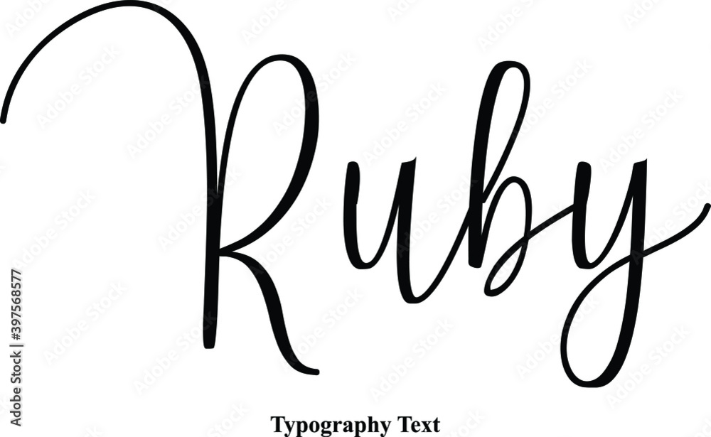 Fototapete ruby cursive typography text on white background