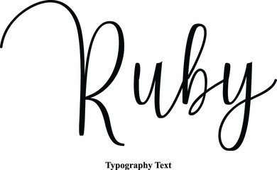 Ruby Cursive Typography Text on White Background