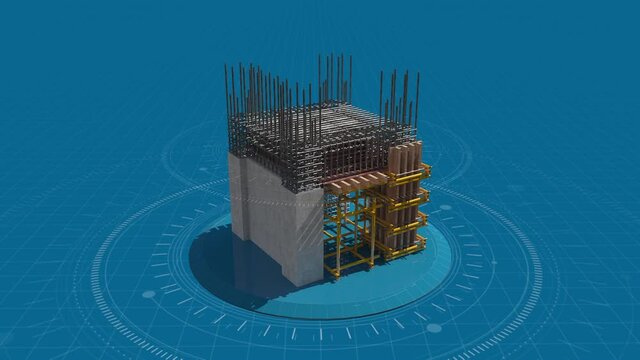 Beautiful animated hologram of Reinforced Concrete model support system
3D rendering  Construction BIM
Cyber GUI element for digital technology concept .
HUD element made of particles. 