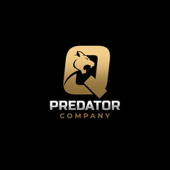 Letter Q Tiger, Predator Logo Design Vector