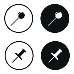 Push pin icon set . Vector illustration