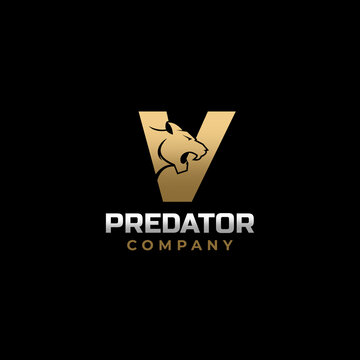 Letter V Tiger, Predator Logo Design Vector