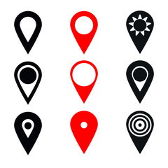Marker location icon set, flat design illustration