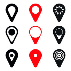 Marker location icon set, flat design illustration
