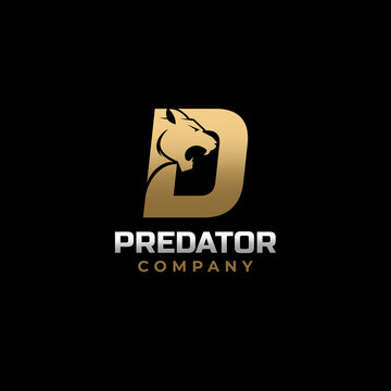 Letter D Tiger, Predator Logo Design Vector