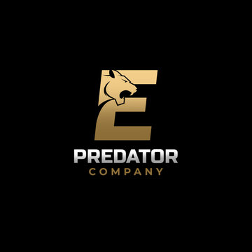 Letter E Tiger, Predator Logo Design Vector