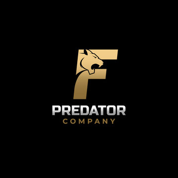 Letter F Tiger, Predator Logo Design Vector