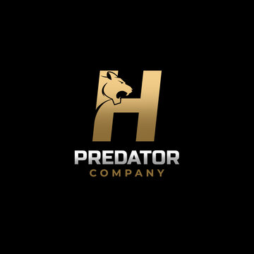 Letter H Tiger, Predator Logo Design Vector