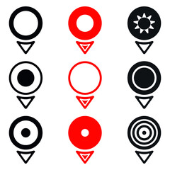 Marker location icon set, flat design illustration