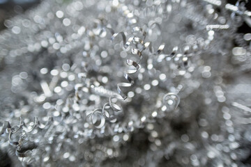 silver spirals of metal shavings as garbage, texture of different