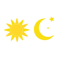 Day and night, sun and moon icon. Flat design illustration.