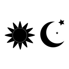 Day and night, sun and moon icon. Flat design illustration.