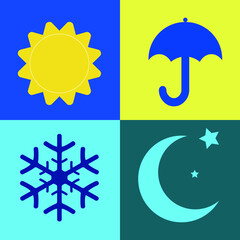 Set of weather icon, flat desgn illustration